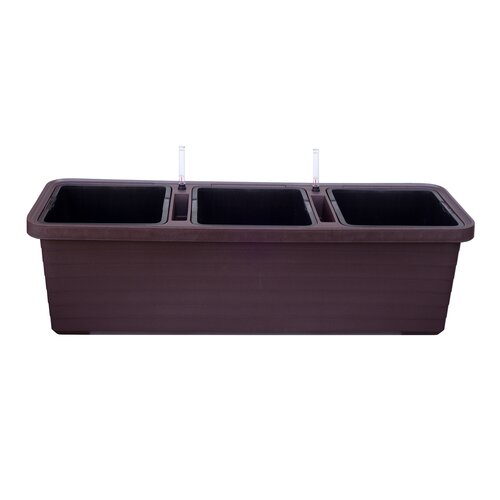 Jardinieră cu auto-irigare Plastia Berberis TRIO,ciocolată