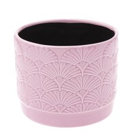 Ceramiczna osłonka na doniczkę Shells, różowy, 11,8 x 9,8 x 9 cm