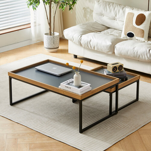 Couchtisch mit dekorativer Kante, 100 x 60 x 39 cm