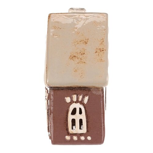 Karácsonyi dekoráció mézeskalács házikó Szív teagyertya, kerámia, lila