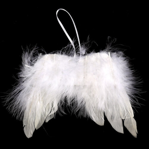 Andělská křídla z peří 13 x 9 x 2 cm, bílá, sada 12 ks