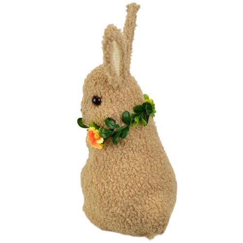 Húsvéti nyuszi fleece, virággal, 15 x 27 x 12 cm