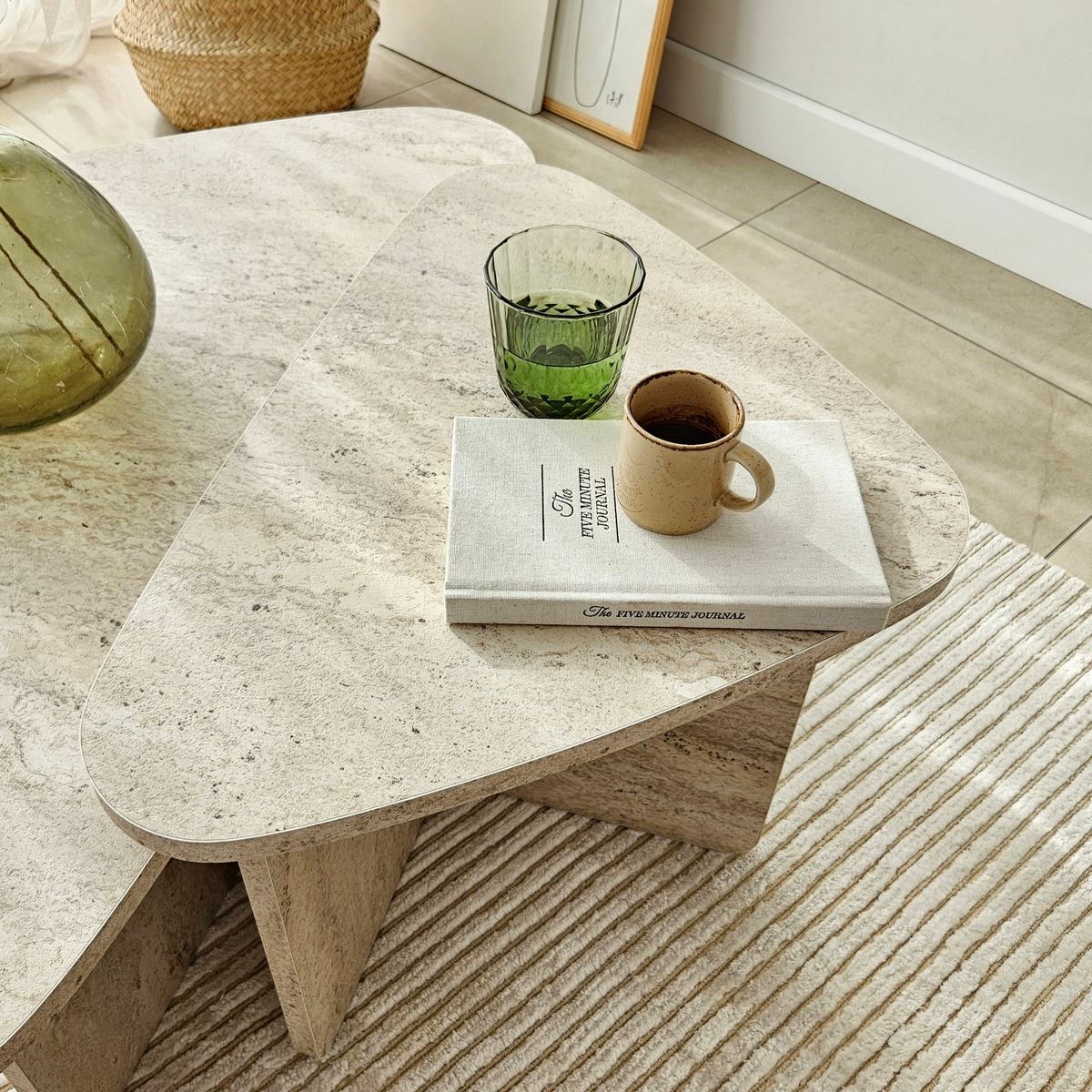 Súprava konferenčných stolíkov Ballare Travertine, 2 ks