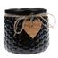 Keramični lonček za rože Wood heart črn, 12,5 x 14cm