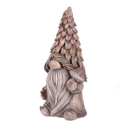 Decorațiune de grădină pitic Ciupercă, gri, 25 x19 x 49 cm