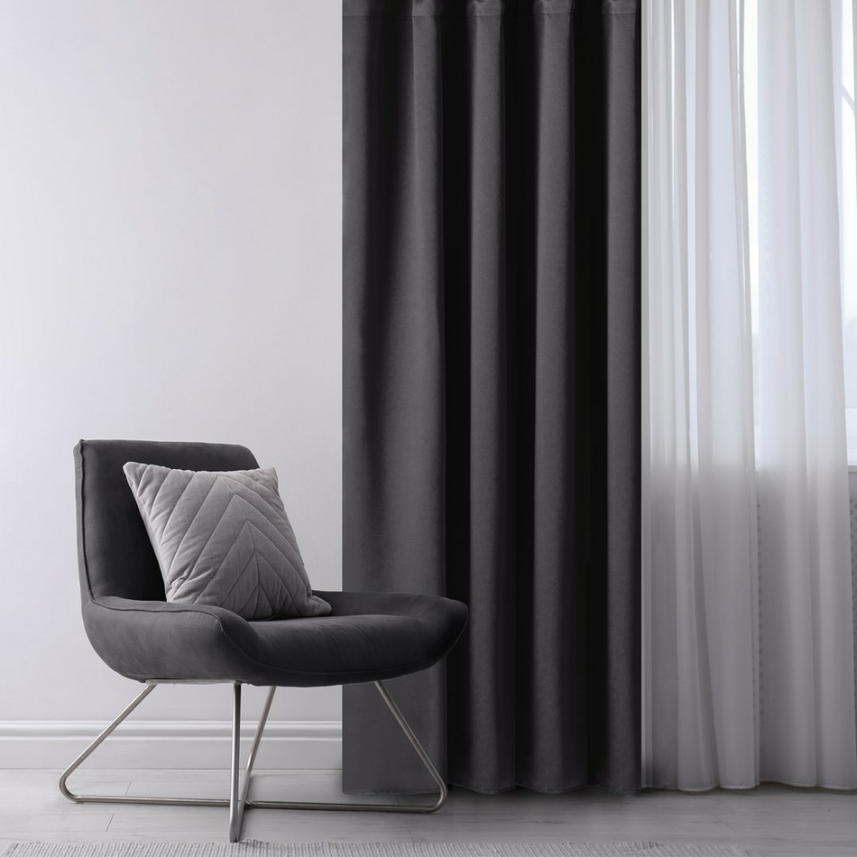 AmeliaHome Blackout Oxford Pleat függöny, fekete, 140 x 245 cm, fekete akciós termékkép 1