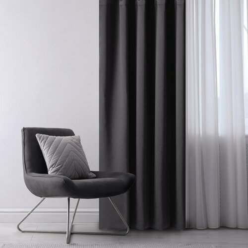 Restilo Draperie Blackout Oxford Pleat neagră, 140 x 245 cm