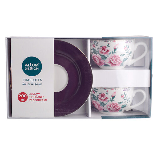 Set cești cu farfurioare 4 buc. AltomCharlotta, 200 ml