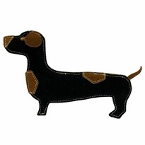 PafDog Dachshund Tony Hundespielzeug aus Leder und Jute, 26 cm