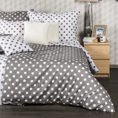 4Home Pościel bawełniana Szara kropka, 140 x 220 cm, 70 x 90 cm