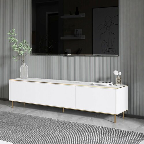 TV-Lowboard Imaj White Marble and Gold