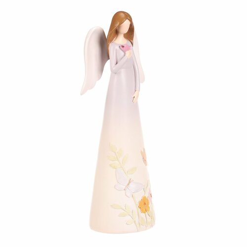 Dekoracija figurka cvetlični angel, sv. vijolična,9 x 6 x 21 cm, poliresin
