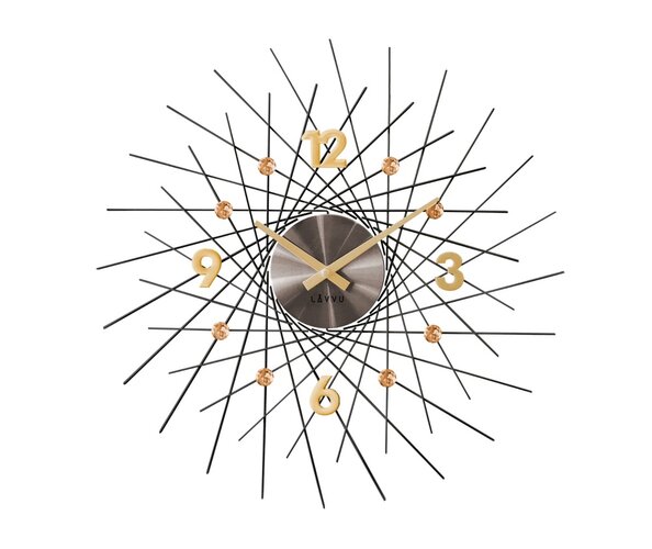 Zegar ścienny Lavvu Crystal Lines antracytowy, śr. 49 cm