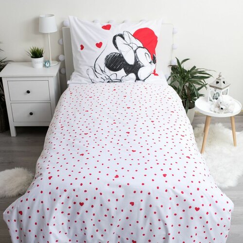 Дитяча бавовняна постільна білизна Mickey and  Minnie Love05, 140 x 200 см, 70 x 90 см