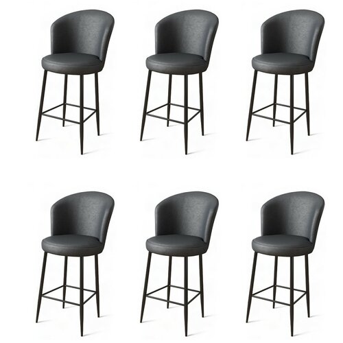 Barstuhl-Set Uras Anthracite and Black, 6 Stück