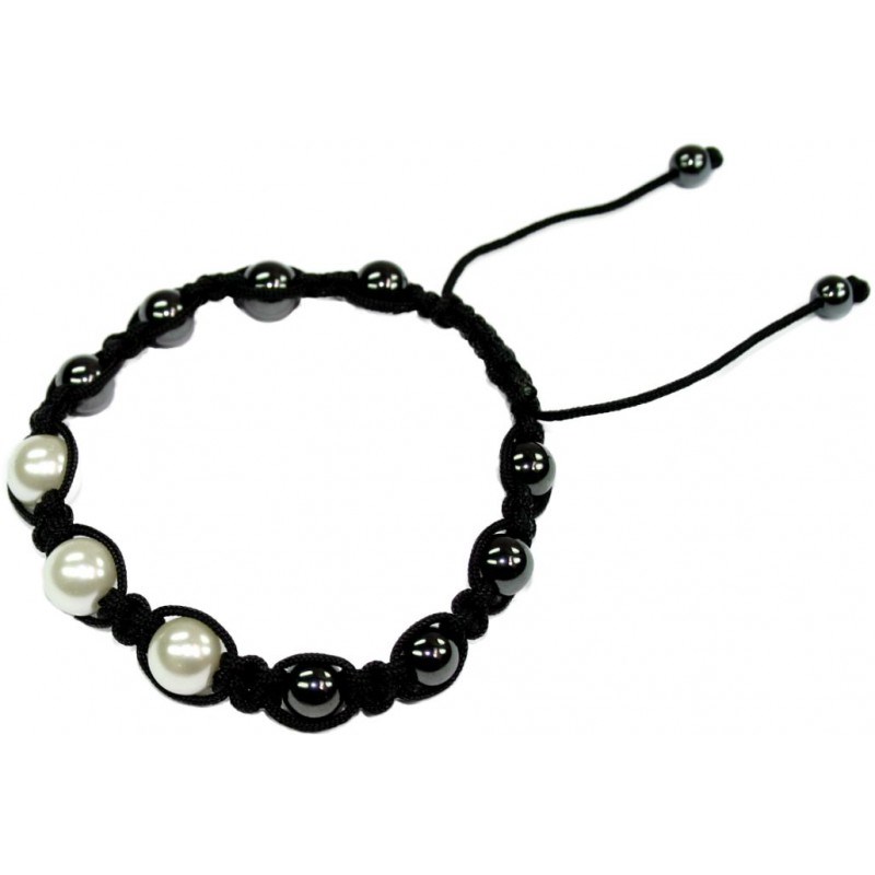 Modom Magnetický náramok s hematitom Shamballa, čierna