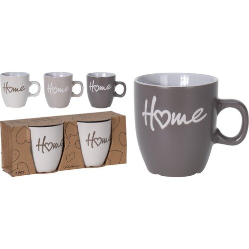 Set de căni din gresie ceramică Home 150 ml, 2 buc, maro deschis