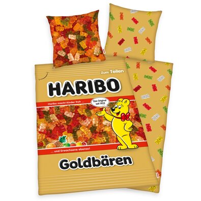 Baumwollbettwäsche Haribo Goldbären,  140 x 200 cm, 70 x 90 cm