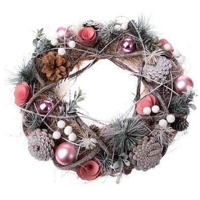 Božični venec iz protja Merry berry, premer 33 cm