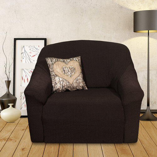 4Home Pokrowiec multielastyczny na fotel brązowy Elegant, 70 - 110 cm