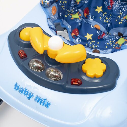 Baby Mix Gyerek járókeret kormánykerékkel ésszilikon kerekekkel, sötétkék, 50 x 44 x 50 cm