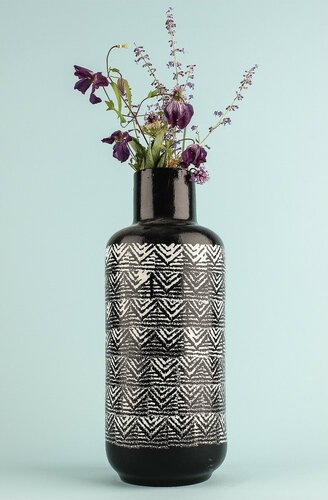 Vază ceramică YL711 Zuba, negru-alb