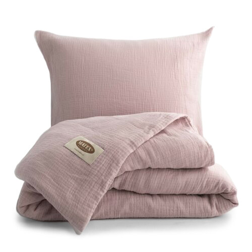 MATEX Постільна білизна з мусліну старий рожевий, 140 х 200 см, 70 х 90 см