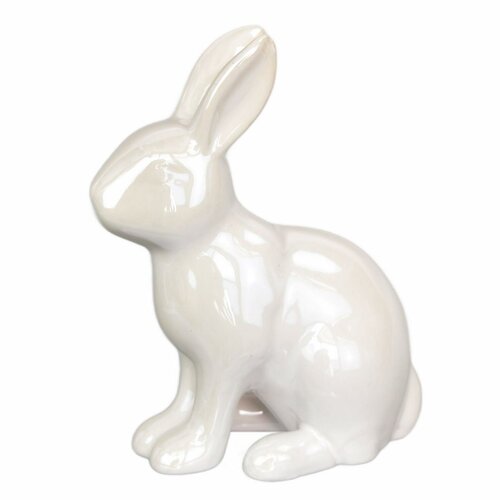 Dekoracje wielkanocne Biały zajączek, ceramika,10,2 x 13 x 5,2 cm