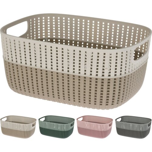 Kosz plastikowy Duo, kremowy, 38 x 28,5 x 17,1 cm