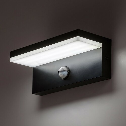 Rabalux 77115 venkovní nástěnné LED svítidlo Zaragoza, se senzorem, 9W, IP54, černá