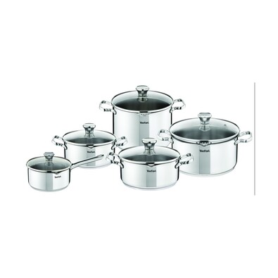 Tefal Duetto 10-częściowy zestaw garnków srebrny