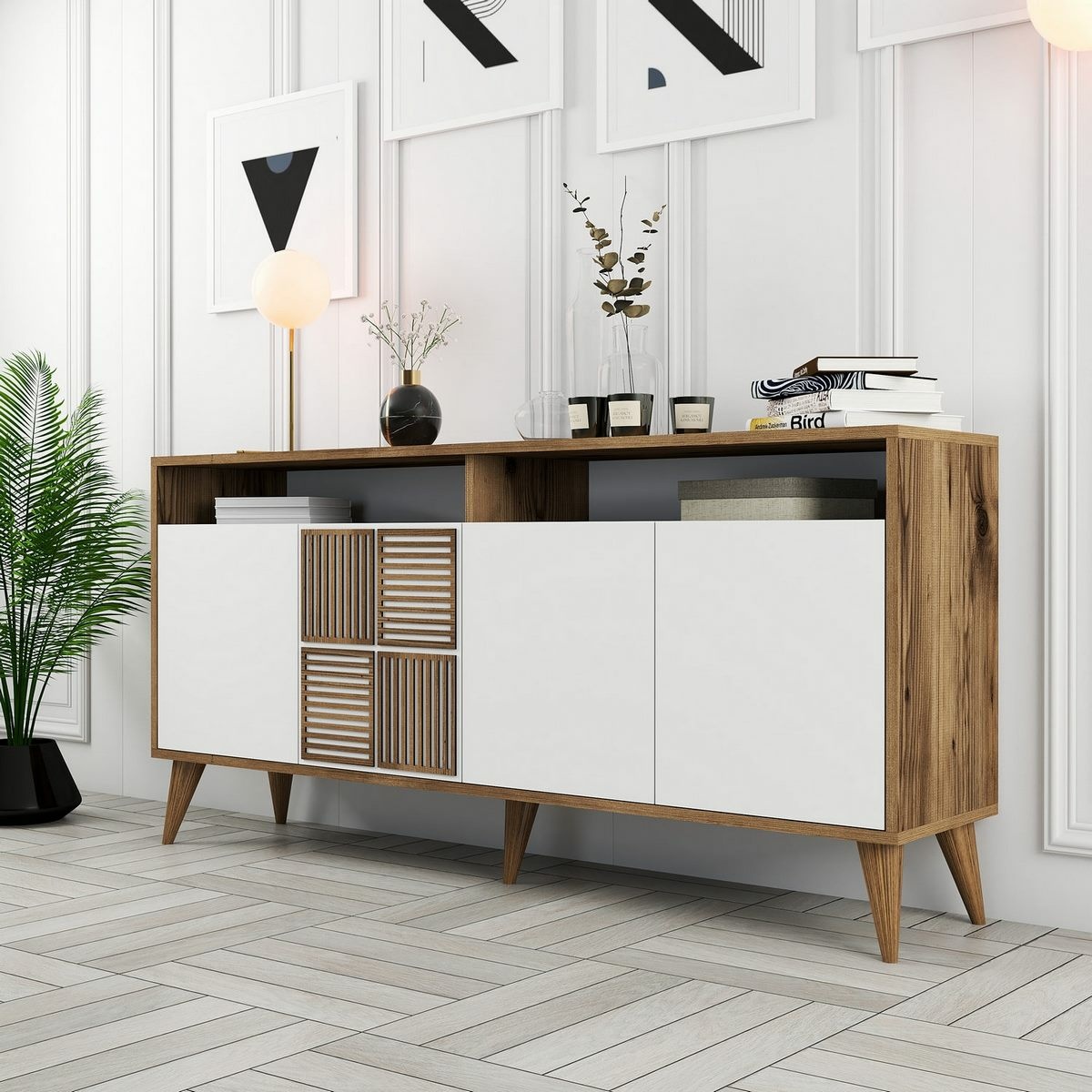 Skrinka Milan Walnut and White