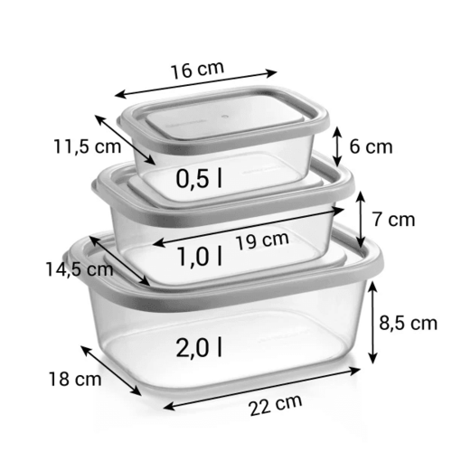 Caserole de congelare Tescoma 4FOOD, 3 buc, 0,5 l,1 l, 2 l