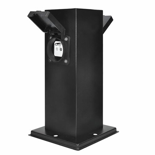 Solight PG11B Záhradný stĺpik IP44, nehrdz. oceľ, 2 zásuvky, hranol, čierna