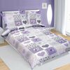 Lenjerie de pat din bumbac Inimă, violet, 140 x 200 cm, 70 x 90 cm