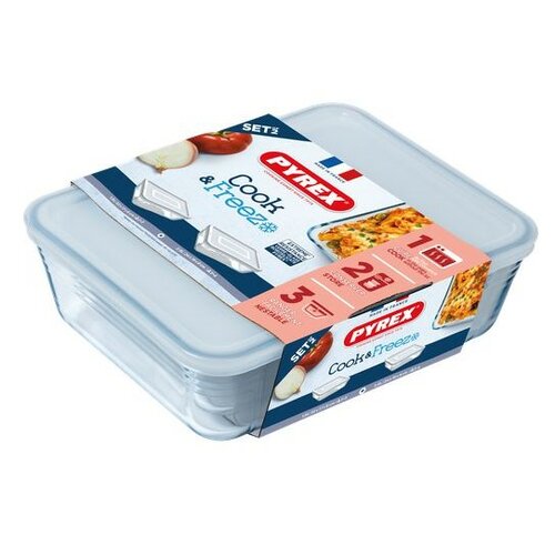Pyrex Set steklenih posod 2 kos, 1,5 l + 2,6 l