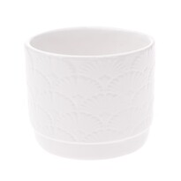 Ceramiczna osłonka na doniczkę Shells, biały, 10,5 x 8,5 x 8 cm