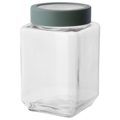 Altom Skleněná hranatá dóza s víkem 700 ml, zelená