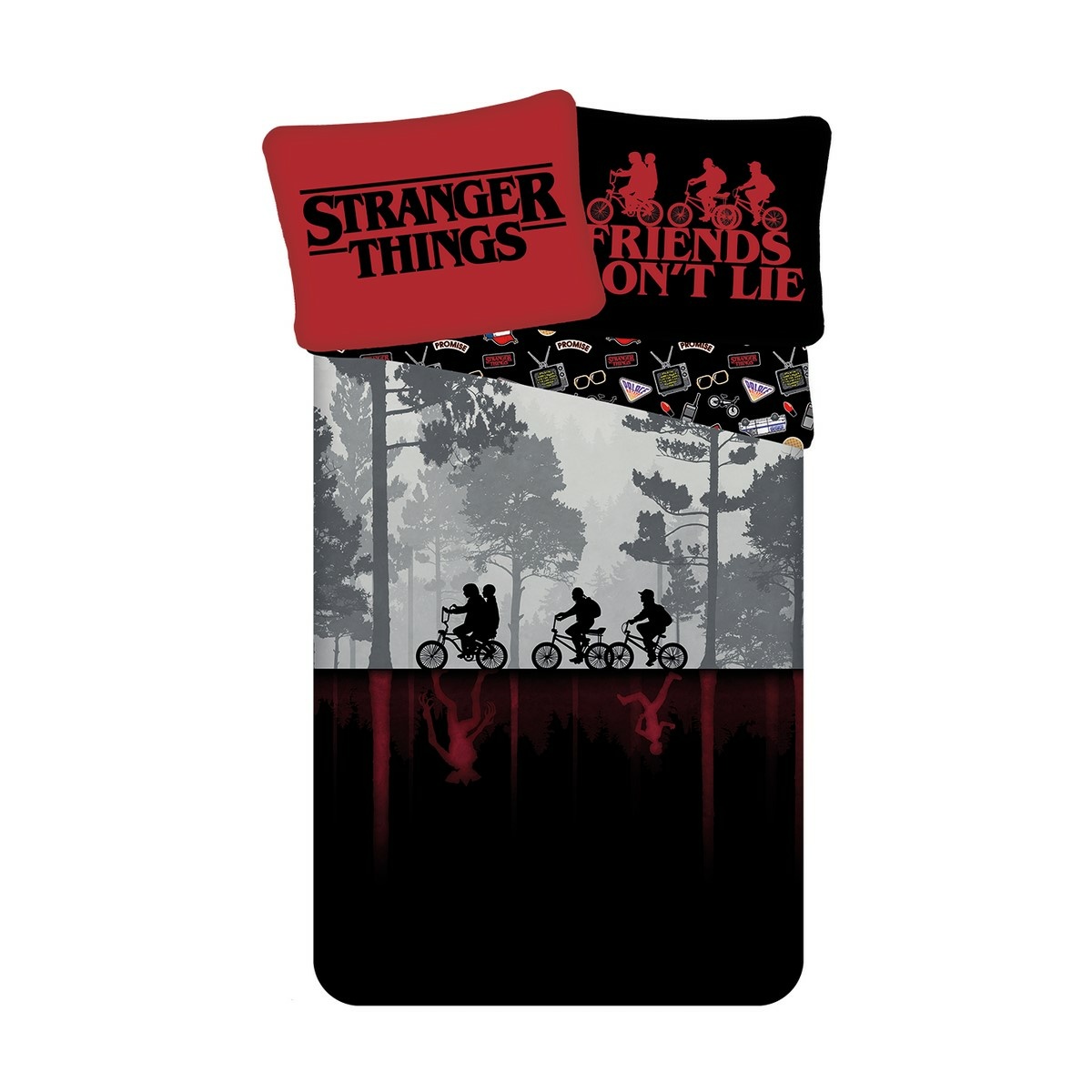 Jerry Fabrics Bavlněné povlečení Stranger Things Upside Down, 140 x 200 cm, 70 x 90 cm, 45 x 45 cm