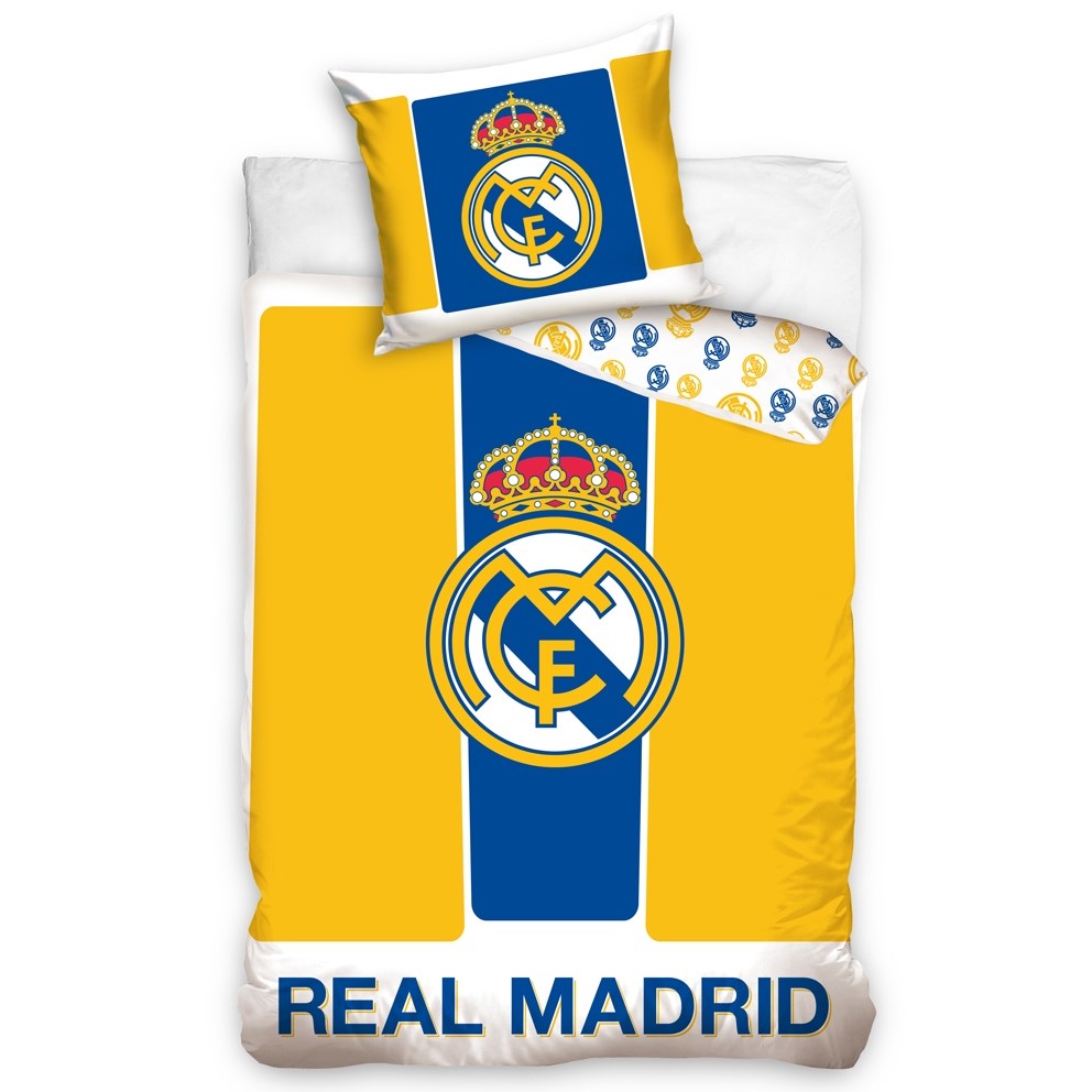 BedTex Bavlnené obliečky Real Madrid Yellow stripes, 160 x 200 cm, 70 x 80 cm