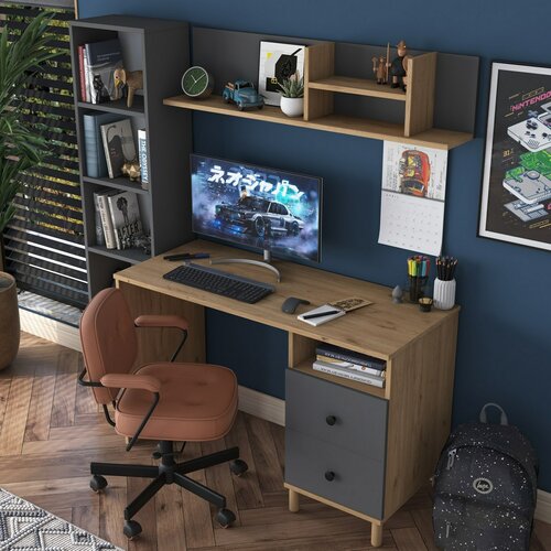 Birou Hapem Walnut and Anthracite