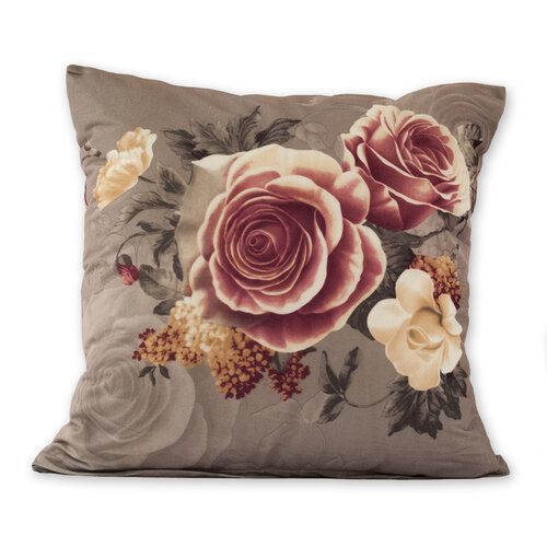 Poszewka na poduszkę Klasic róże szary, 45 x 45 cm