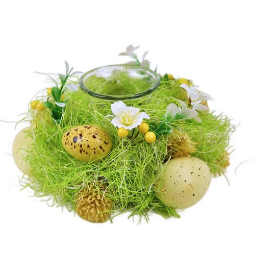 Pomladni svečnik z metuljem in jajčki, 17 x  8 cm