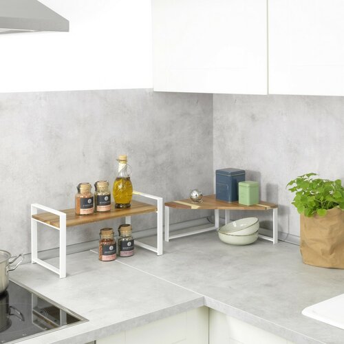 Wenko Kücheneckregal aus Akazienholz Louisa, 1 Etage, 30 × 30 × 15 cm