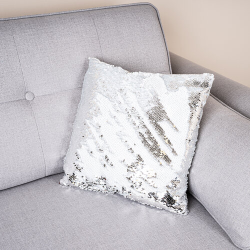 Poduszka z cekinami srebrny, 40 x 40 cm