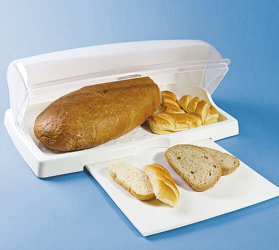 Chlebník s krájecí deskou, modrá