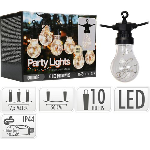 Svetelná reťaz Bulbs, 80 LED
