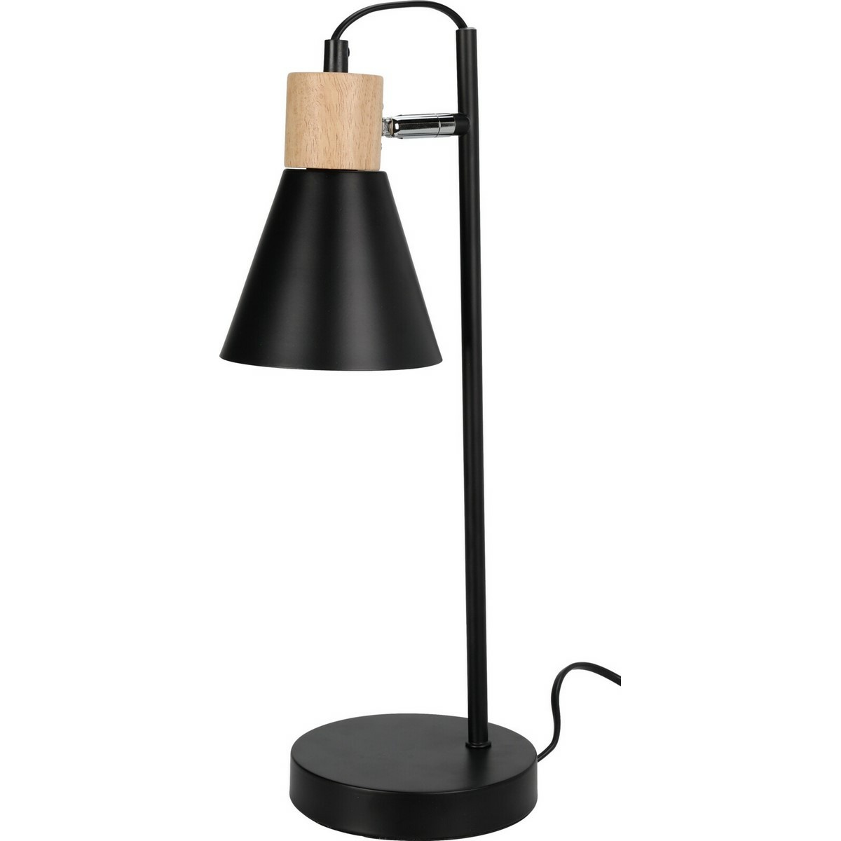 Fotografie Kovová stolní lampa s dřevěným podstavcem Solano černá, 14 x 47 cm