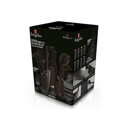 Berlinger Haus 12-częściowy zestaw przyborówkuchennych w stojaku Black Rose Collection