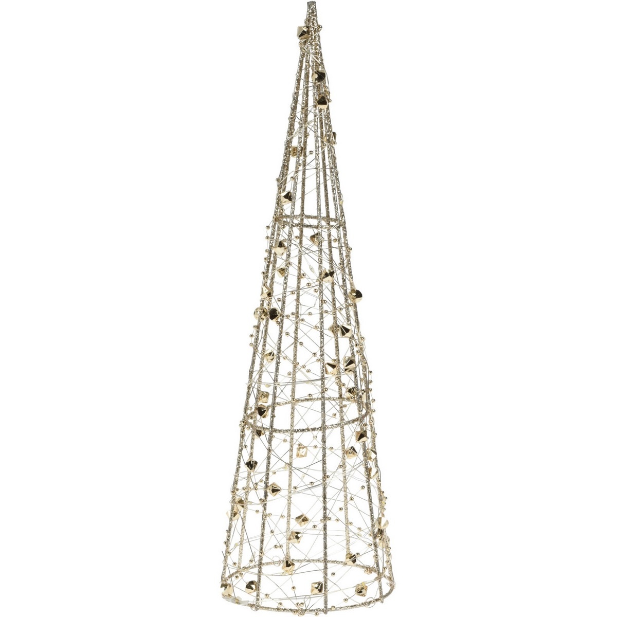 Obrázok Svietiaci vianočný kužeľ Gold Diamond, 40 cm, 20 LED, teplá biela, časovač